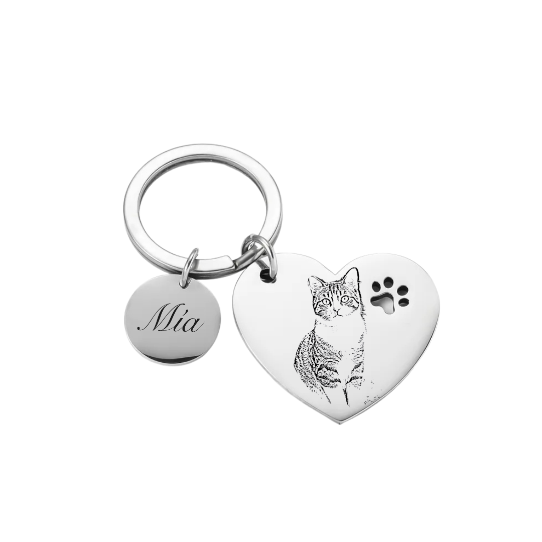 Llavero Corazón Huellita Personalizable | Acero Inoxidable