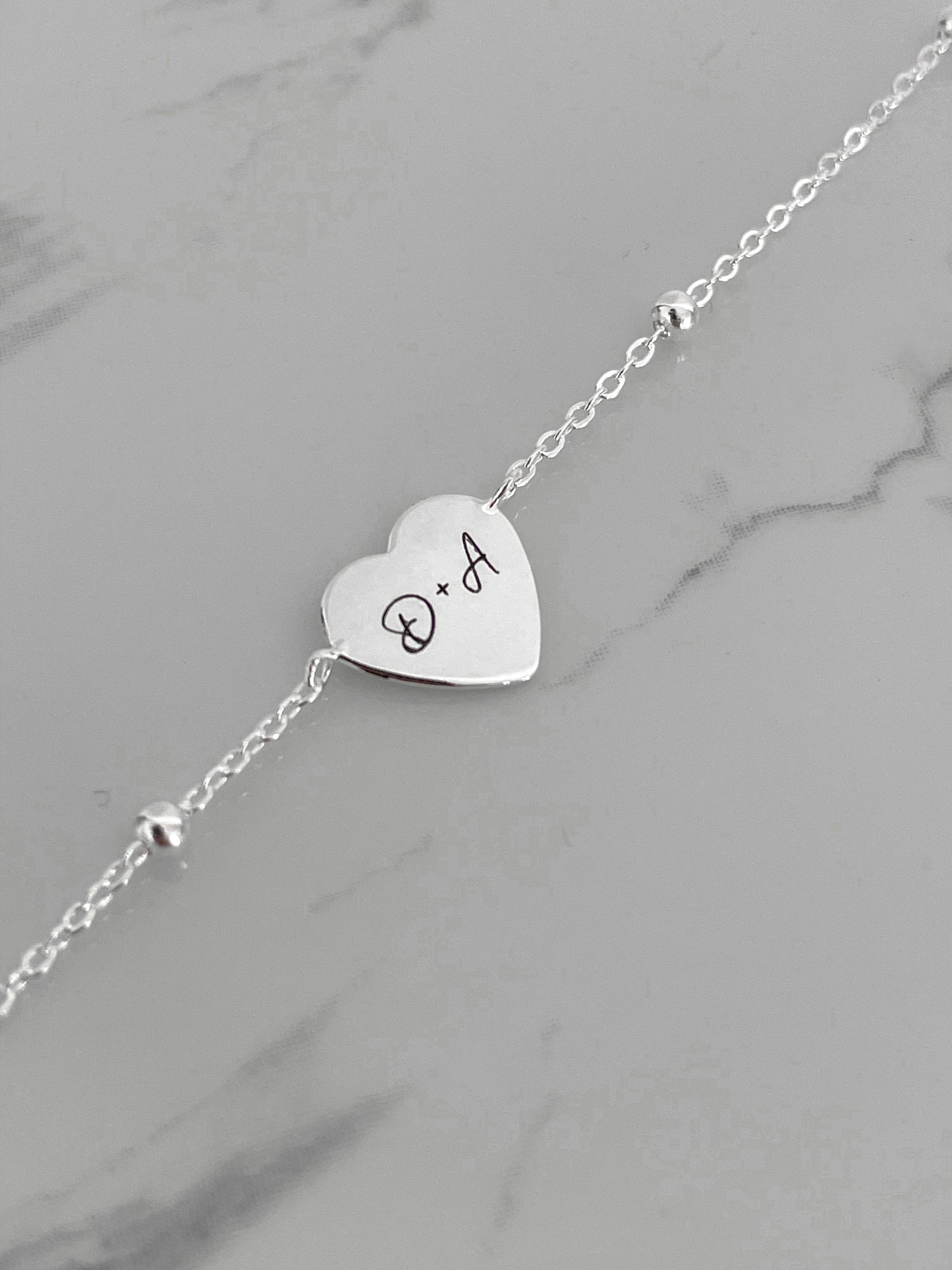 Pulsera Personalizada Corazón Plata