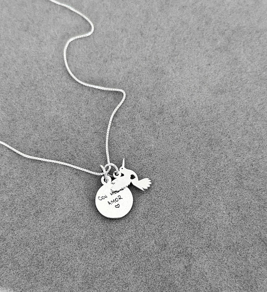 Collar Placa Colibrí Personalizado ✨