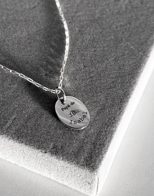 Collar Papá de: Placa Ovalada